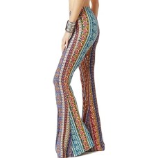 WSPLYSPJY Women's Print Stretch Bell Bottom Flare Palazzo Pants Trousers